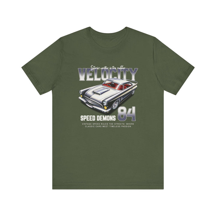 80s Velocity Speed Demons 84 T Shirt | Military Green