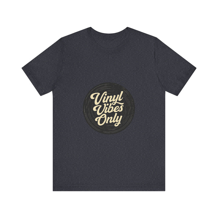 Classic Retro Vinyl Vibes Music T-Shirt | Heather Navy Twill Tees
