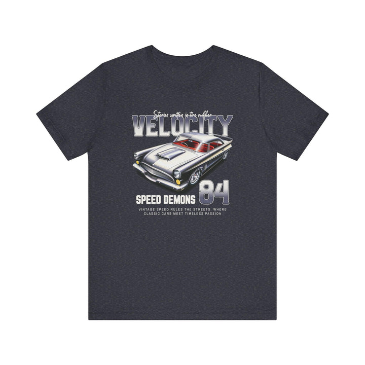 80s Velocity Speed Demons 84 T Shirt | Heather Navy