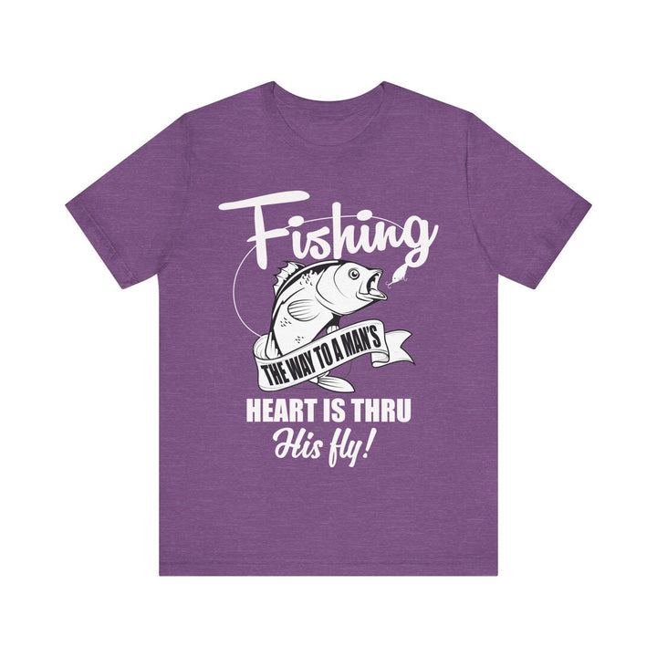 Fishing Heart & Fly T Shirt | Heather Team Purple