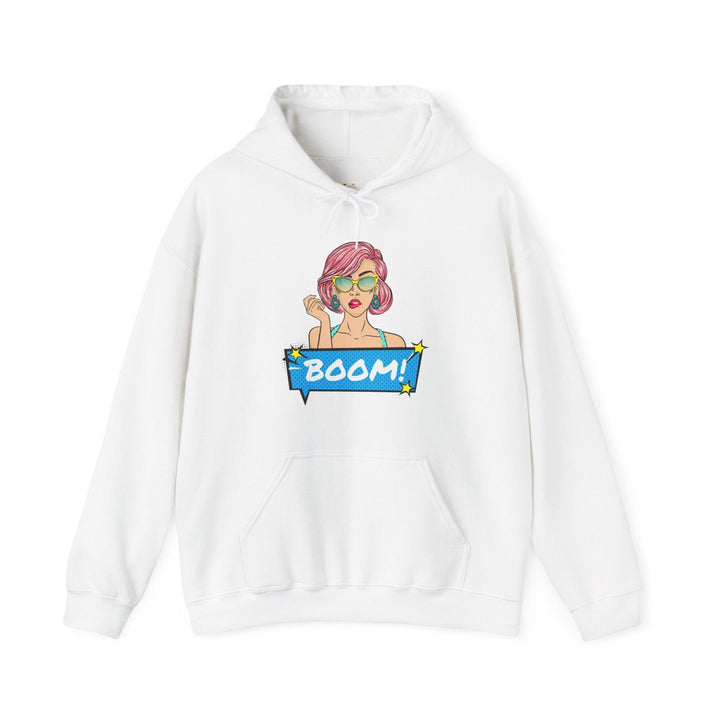 Retro Pop Art Boom Hoodie | White