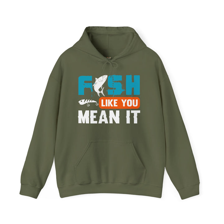 Fishing Like You Mean It Hoodie | Military Green Twill Tees