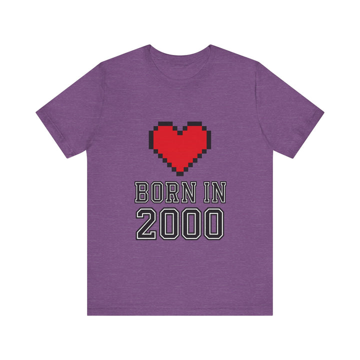 Retro Y2K Pixel Heart Vintage T-Shirt | Heather Team Purple Twill Tees