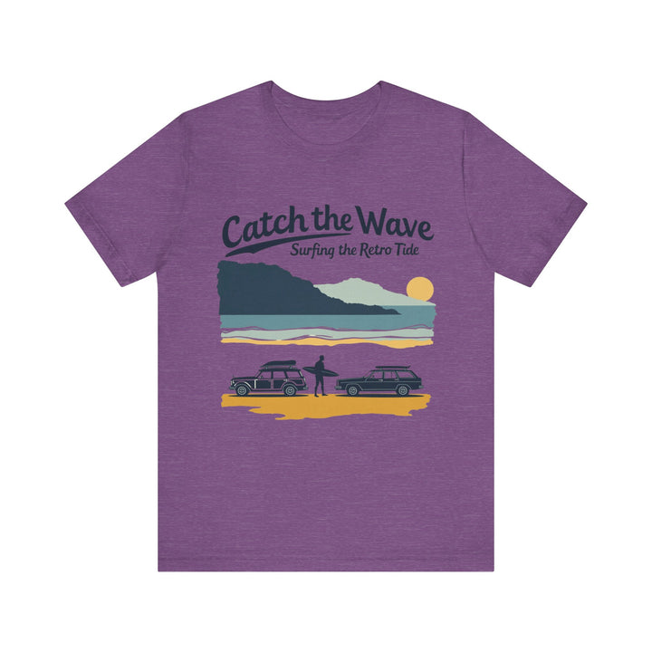 Retro Surfing Catch the Wave T Shirt | Heather Team Purple