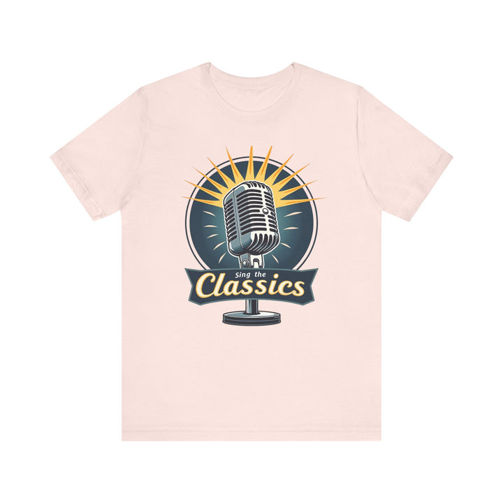 Classic Singing Mic T Shirt | Soft Pink Twill Tees