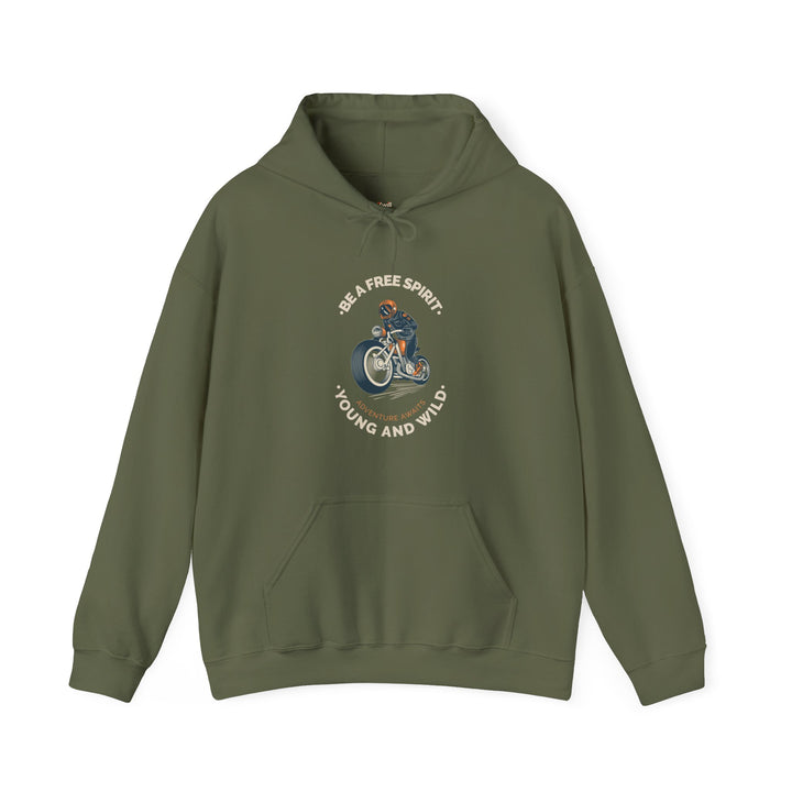 Retro Free Spirit Biker Hoodie | Military Green