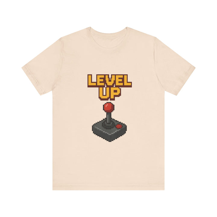 Retro Gaming Pixel Joystick Level Up T-Shirt | Soft Cream Twill Tees