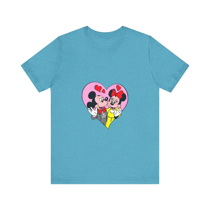 Disney Classic Mouse Love T Shirt | Heather Aqua