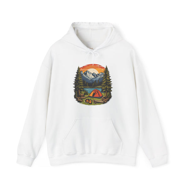 Summer Camp Mountain Campfire Retreat Hoodie | White