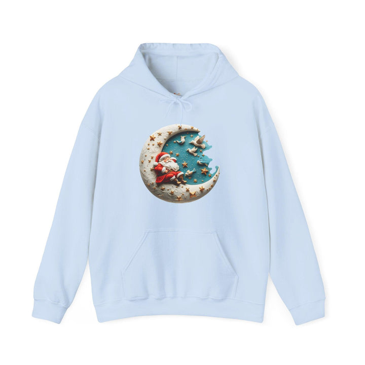 Christian Moonlit Santa Hoodie | Light Blue