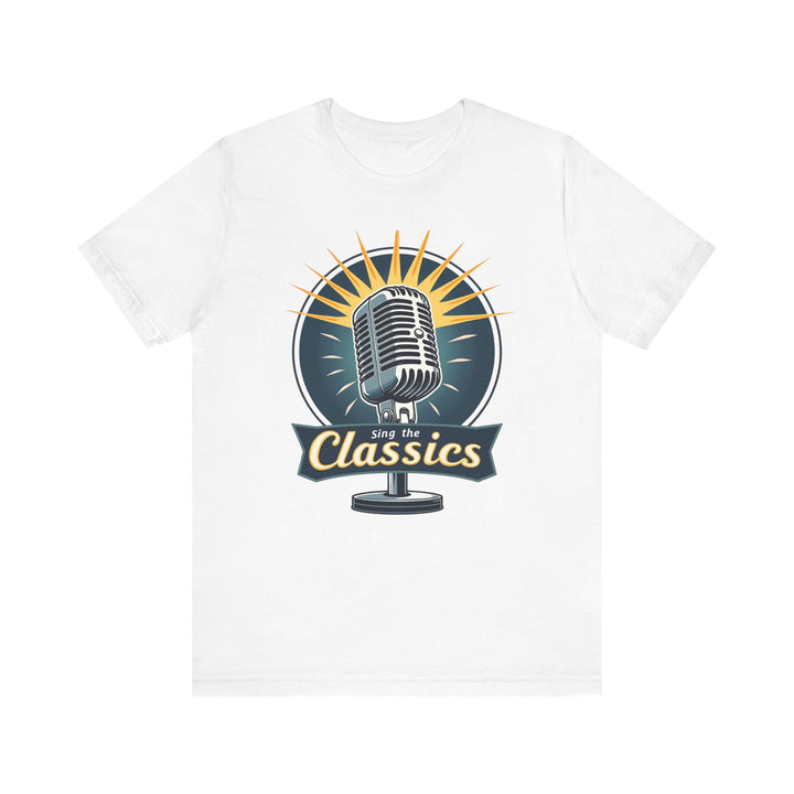 Classic Singing Mic T Shirt | White Twill Tees