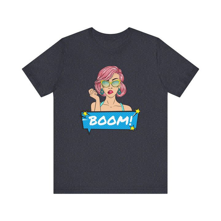 Retro Pop Art Boom T Shirt | Heather Navy