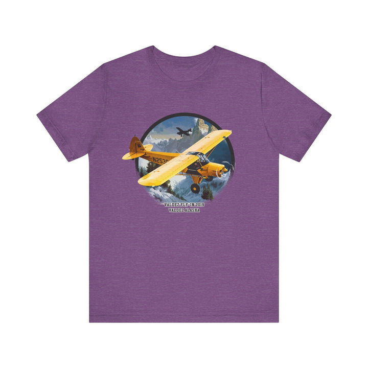 Retro Valdez Fly-In Alaska Adventure T Shirt | Heather Team Purple