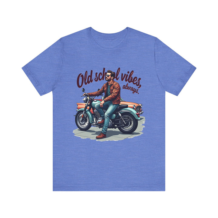 Retro Old School Vibes Always T Shirt | Heather Columbia Blue Twill Tees