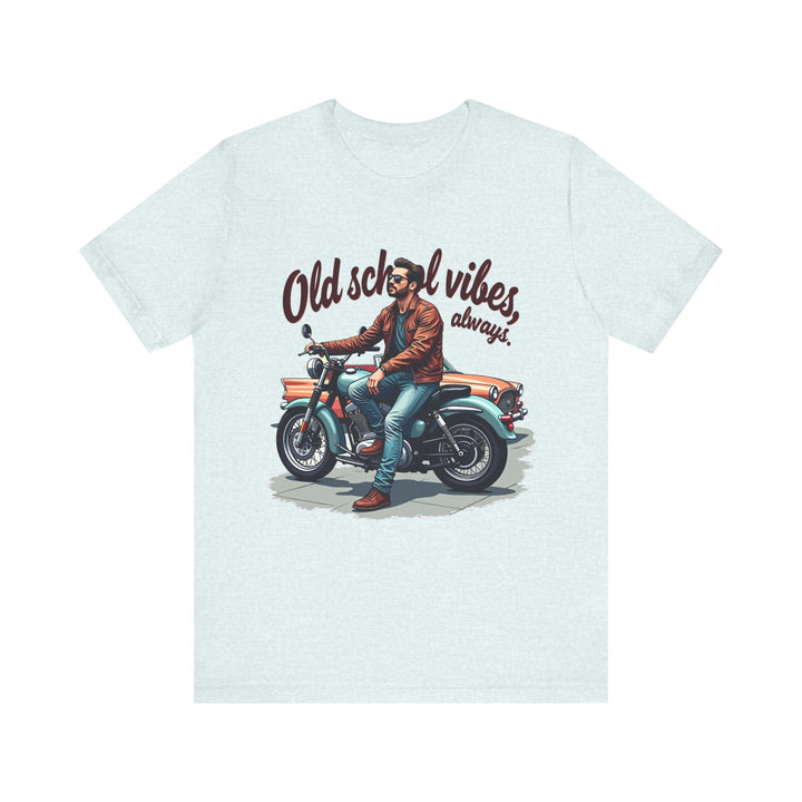 Retro Old School Vibes Always T Shirt | Heather Ice Blue Twill Tees