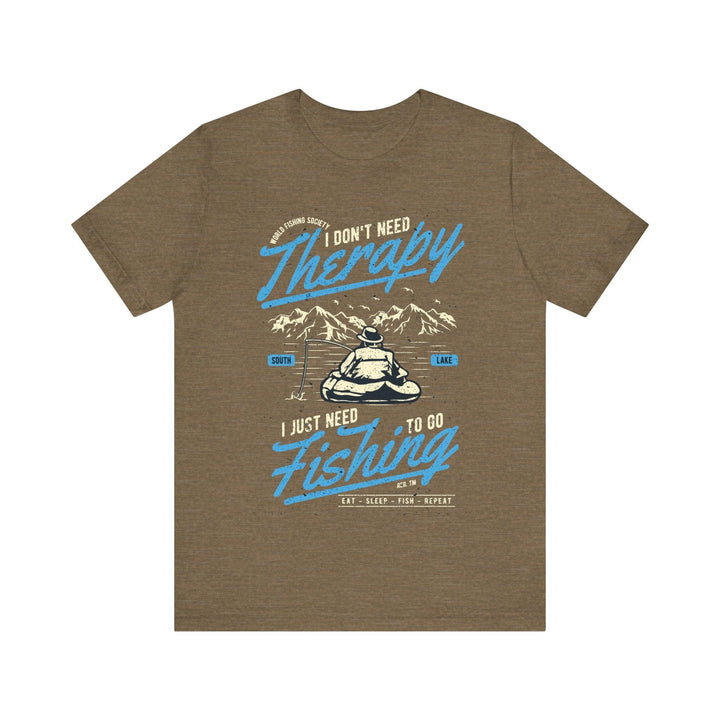 Fishing Therapy T Shirt | Heather Olive