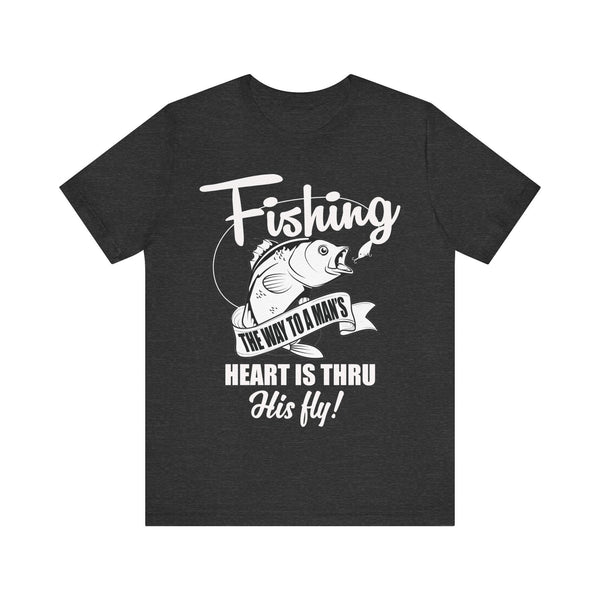 Fishing Heart & Fly T Shirt | Dark Grey Heather