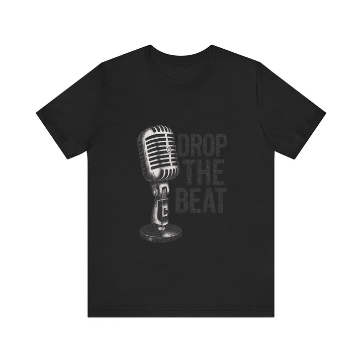 Classic Vintage Mic Drop Beat Music T-Shirt | Black Twill Tees
