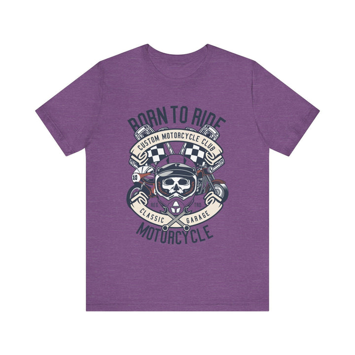 90s Born to Ride Motorcycle T Shirt | Heather Team Purple