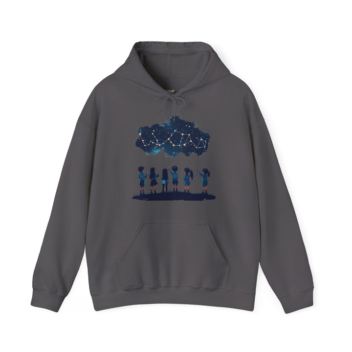 Summer Camp Stargazing Kids Hoodie | Charcoal Twill Tees
