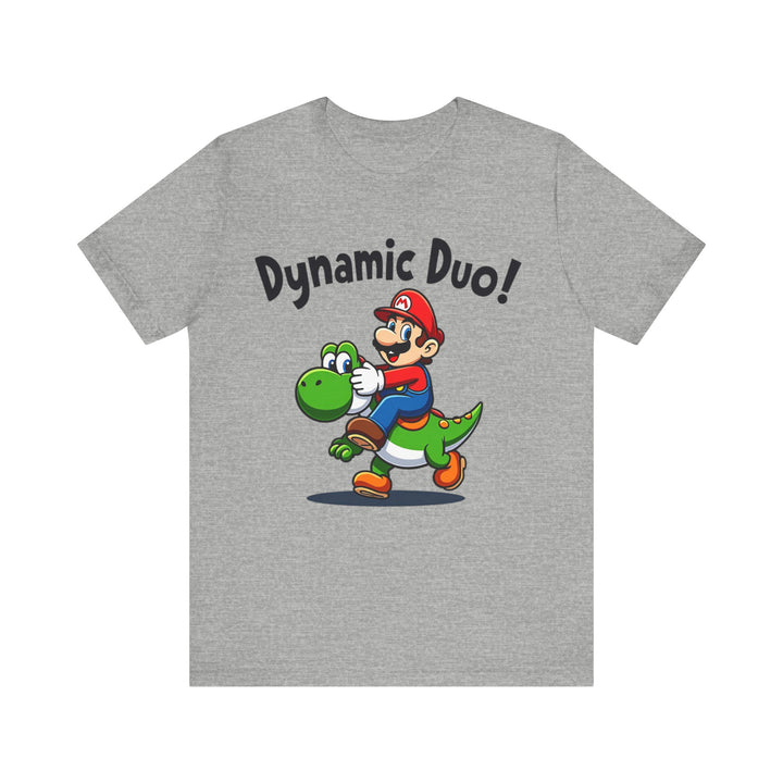Mario Dynamic Duo T Shirt | Athletic Heather Twill Tees