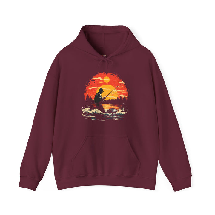 Fishing Sunset Catch Hoodie | Maroon