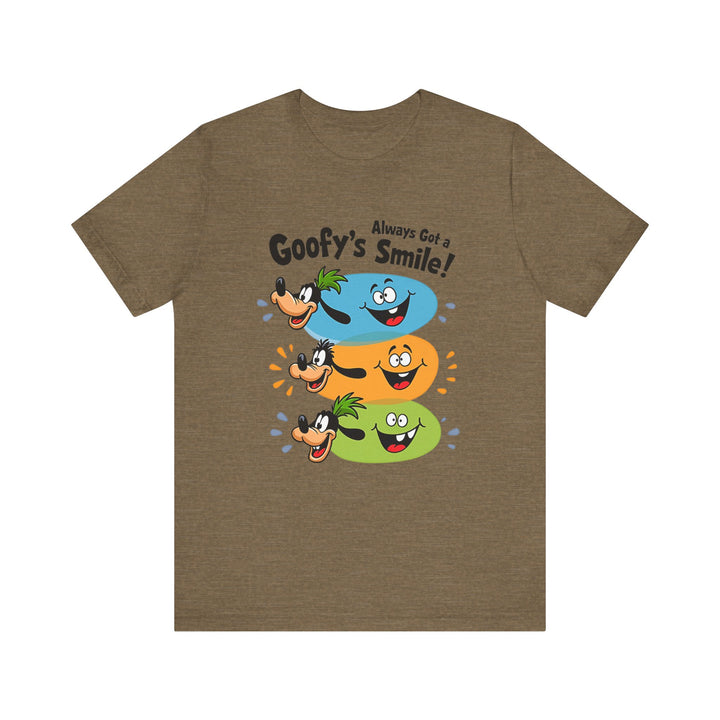 Disney Goofy’s Smile Always T Shirt | Heather Olive