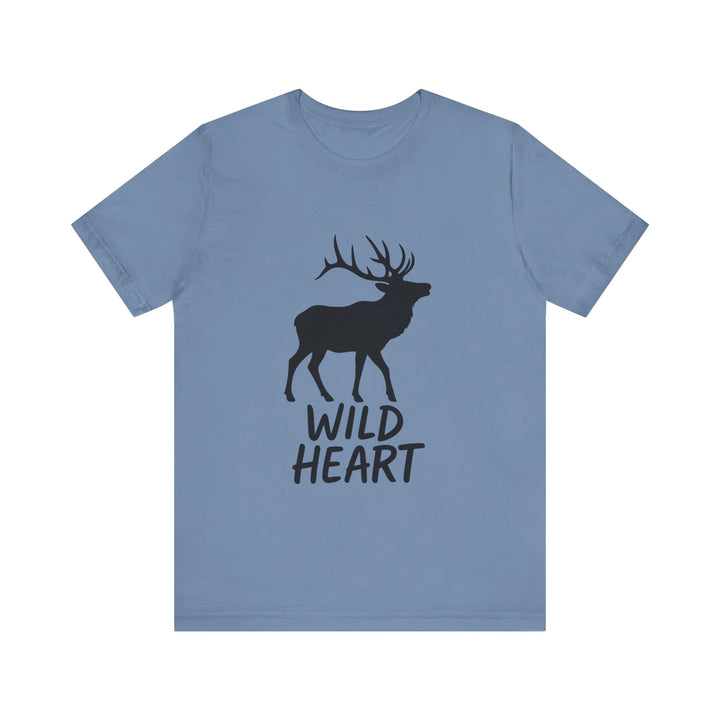 Hiking Sunset Elk Wild Heart T-Shirt | Steel Blue Twill Tees