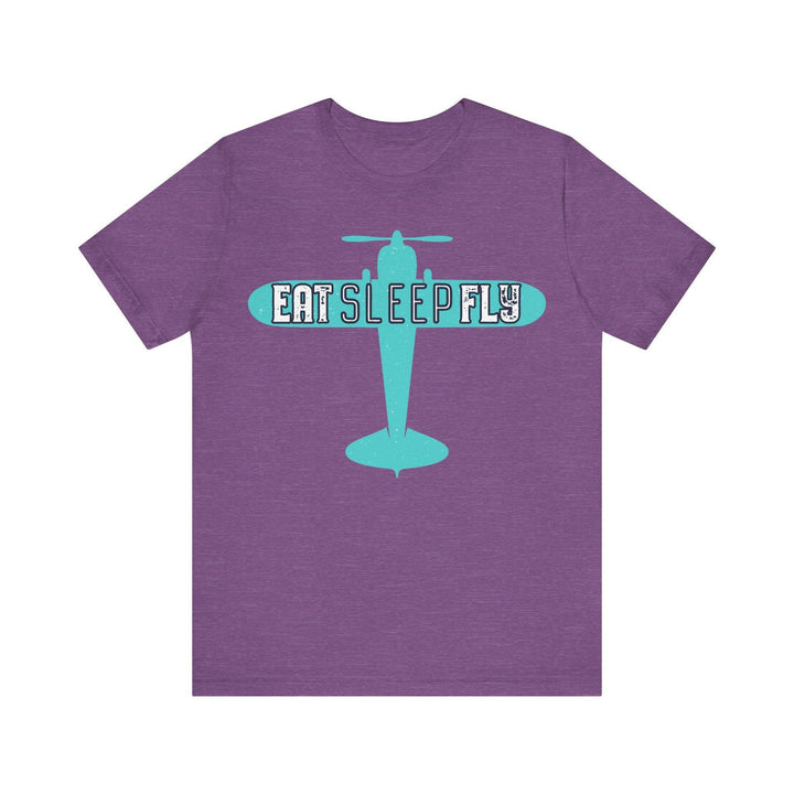 Retro Eat Sleep Fly T Shirt | Heather Team Purple