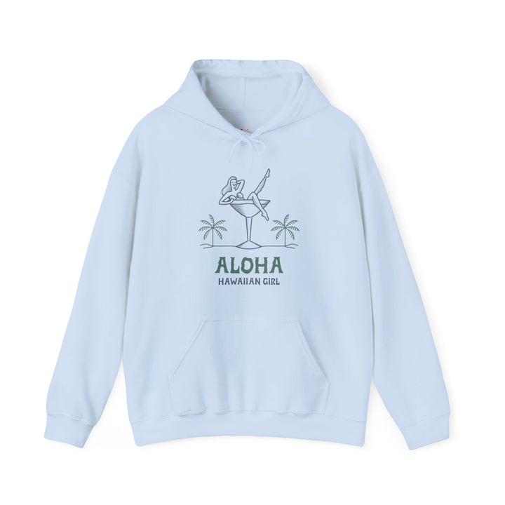 Beach Aloha Hawaiian Girl Hoodie | Light Blue