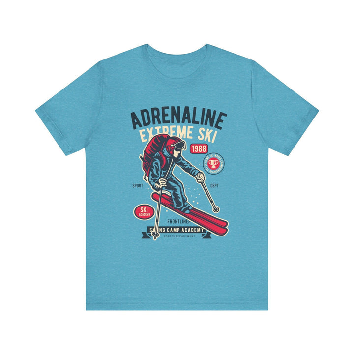 90s Adrenaline Ski Academy T Shirt | Heather Aqua