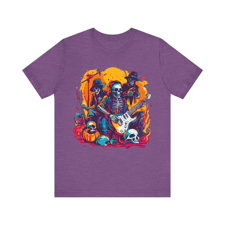 Rock Skeleton Rock Band T Shirt | Heather Team Purple