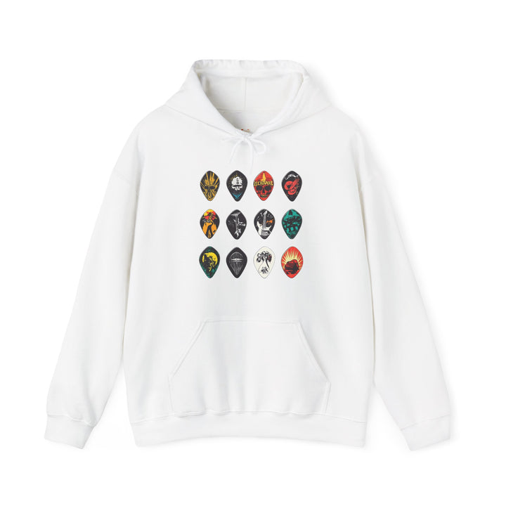 Rock Guitar Picks Collection Hoodie | White