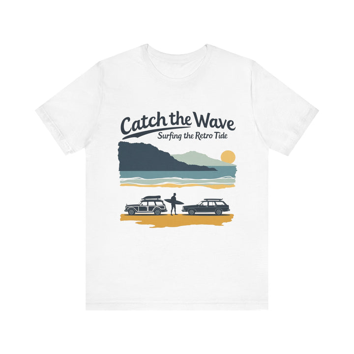 Retro Surfing Catch the Wave T Shirt | White