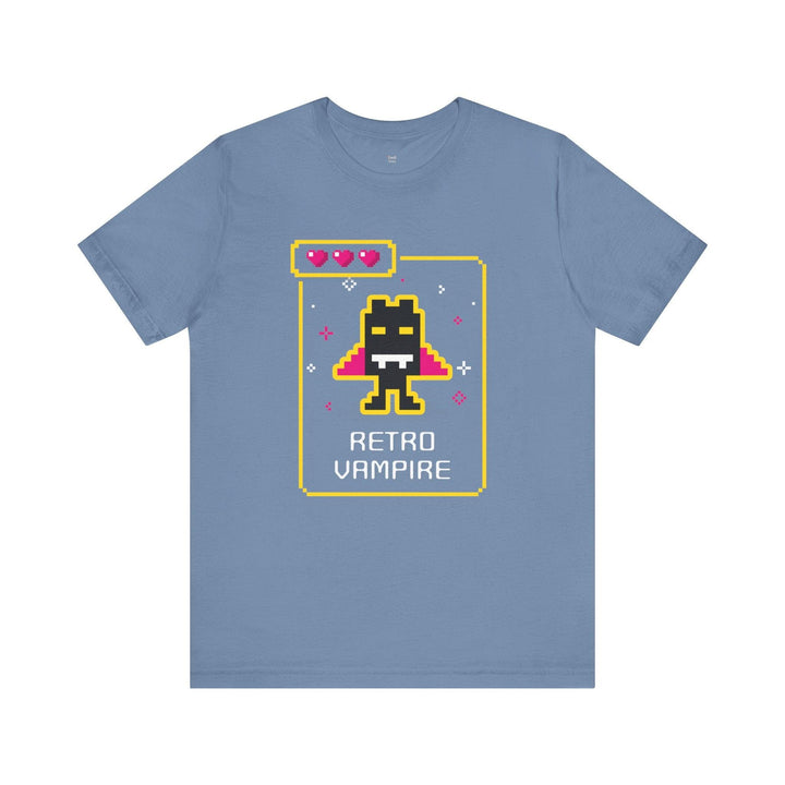 Retro Gaming Vampire T Shirt | Steel Blue