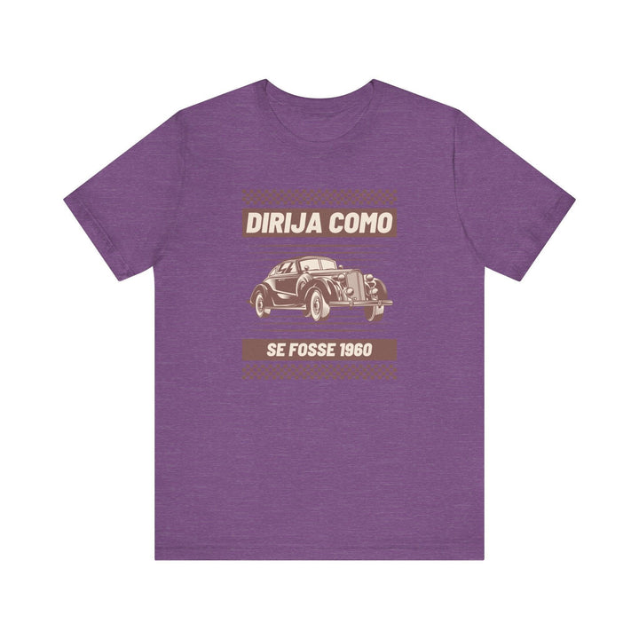 Retro Drive Like It’s 1960 Vintage Car T Shirt | Heather Team Purple