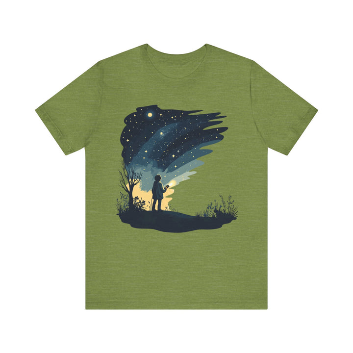 Summer Camp Stargazing Explorer T Shirt | Heather Green Twill Tees