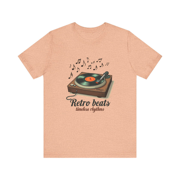 Retro Beats Timeless Rhythms T Shirt | Heather Peach Twill Tees