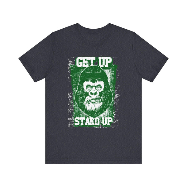 Retro Get Up Stand Up Gorilla T Shirt | Heather Navy