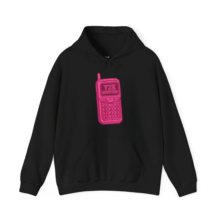 Retro Y2K Neon Flip Phone Hoodie | Black Printify