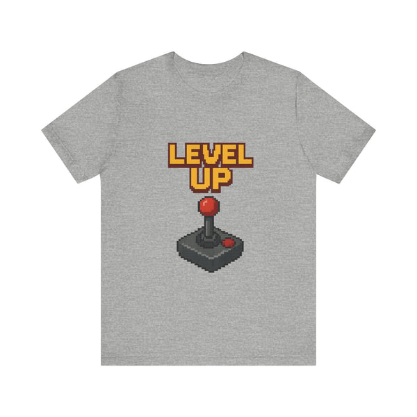 Retro Gaming Pixel Joystick Level Up T-Shirt | Athletic Heather Twill Tees