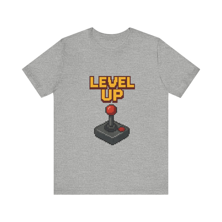 Retro Gaming Pixel Joystick Level Up T-Shirt | Athletic Heather Twill Tees