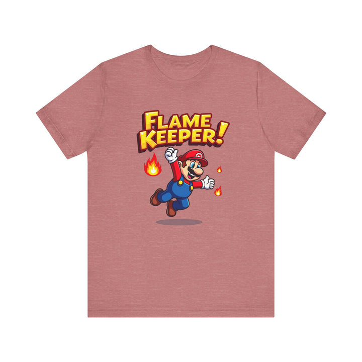 Mario Flame Keeper T Shirt | Heather Mauve Twill Tees