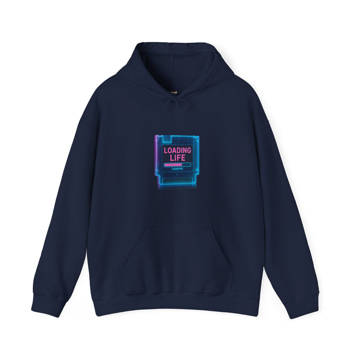 Retro Gaming Cartridge Loading Life Hoodie | Navy Printify