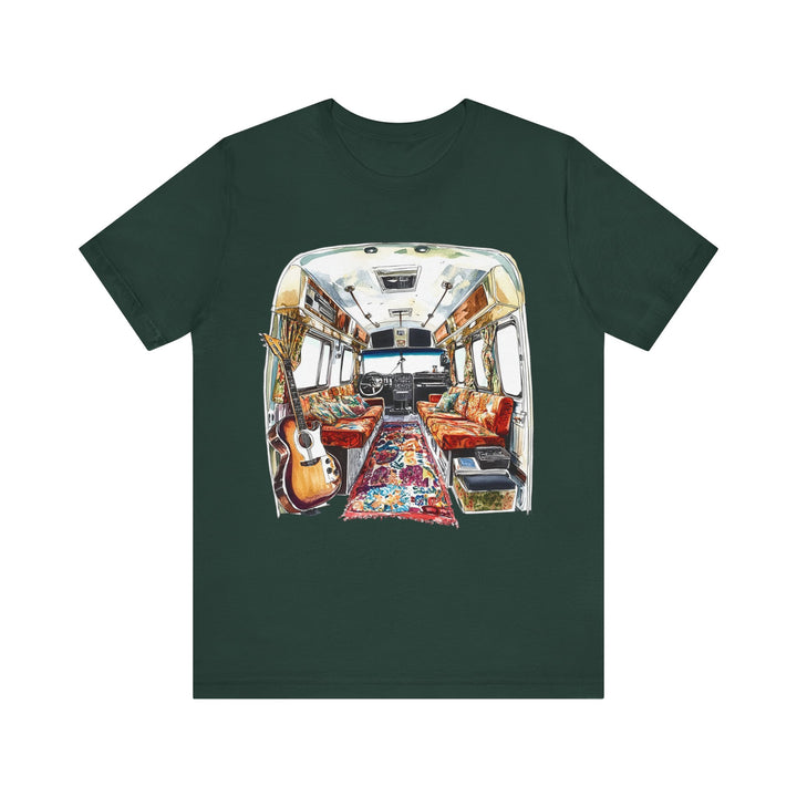 Rock Vintage Tour Bus Interior T Shirt | Forest