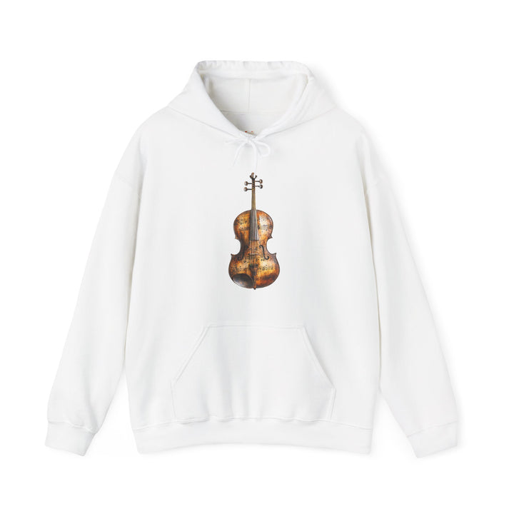 Classic Antique Violin Print Hoodie | White