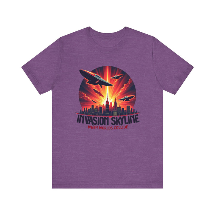 Alien Sunset Invasion T Shirt | Heather Team Purple