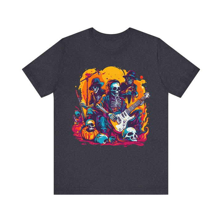 Rock Skeleton Rock Band T Shirt | Heather Navy