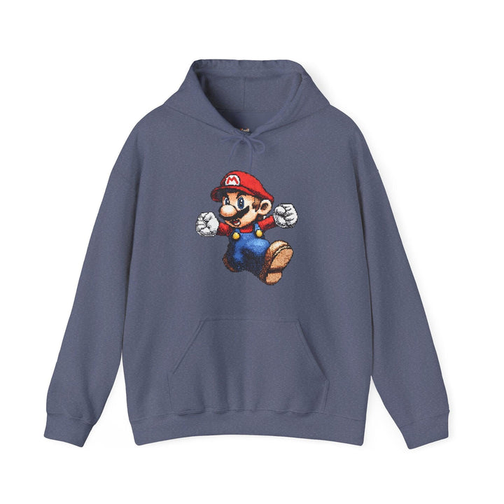 Mario Jumping Pixel Hero Hoodie | Heather Navy