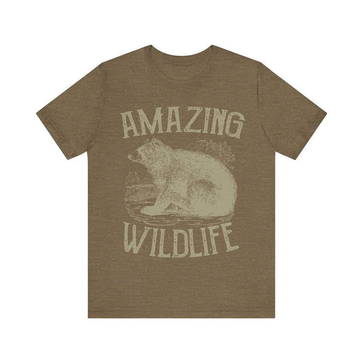 Retro Bear Country T Shirt | Heather Olive